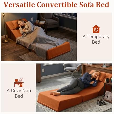 Fold Out Chair Bed, Folding Sofa Bed, 3 in 1 Convertible Sleeper Chair Bed fo...