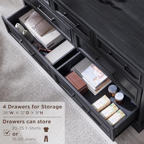 ACCOHOHO 7 Drawer Dresser, 52" Wide Farmhouse Chest for Bedroom, Black