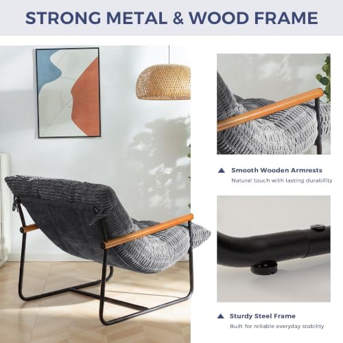 MAXYOYO Modern Accent Chair, Tufted Living Room Chair with Metal Frame