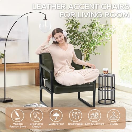 MALOL Modern Accent Chair, Accent Arm Chair for Living Room, Comfy Leather Ar...