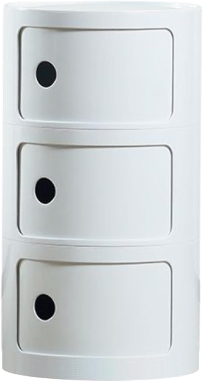 Round Nightstand with 3 Drawers, Modern Style Side Table, Multifunctional End...