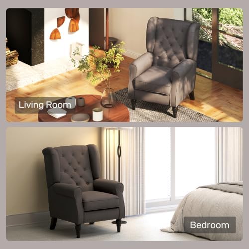 HOMCOM Comfy Accent Chair for Living Room, Wingback Armchair, Dark Brown