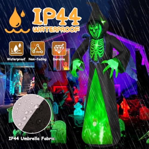 Elegear 12FT Grim Reaper Skeleton Halloween Inflatable Blow Up Decorations