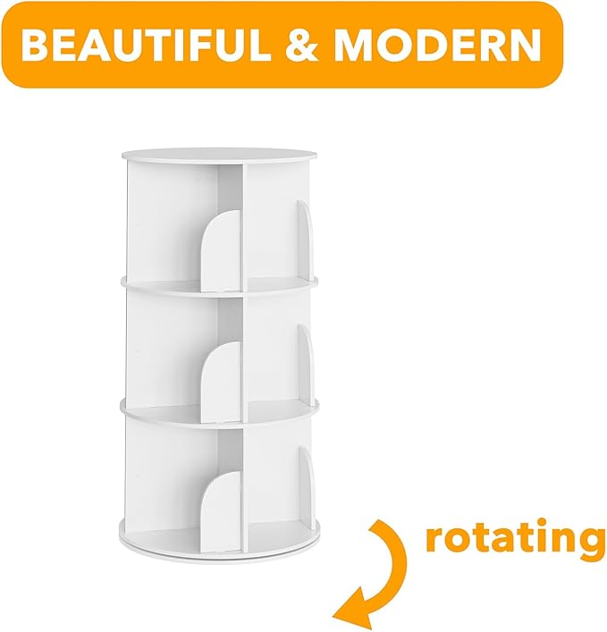 SpaceAid 3 Tier Rotating Bookshelf Tower, Spinning Bookcase Lazy Susan, Revol...