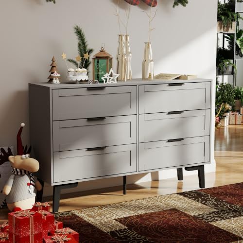 TaoHFE Grey 6 Dresser for Bedroom Modern Grey Chest of Drawers