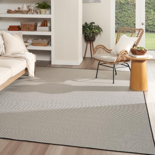 Nourison Home Courtyard Black White 9' x 12' Area Rug - Easy Clean, N...