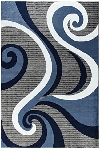 GLORY RUGS Modern Area Rug Swirls Carpet Bedroom Living Room Contemporary Din...