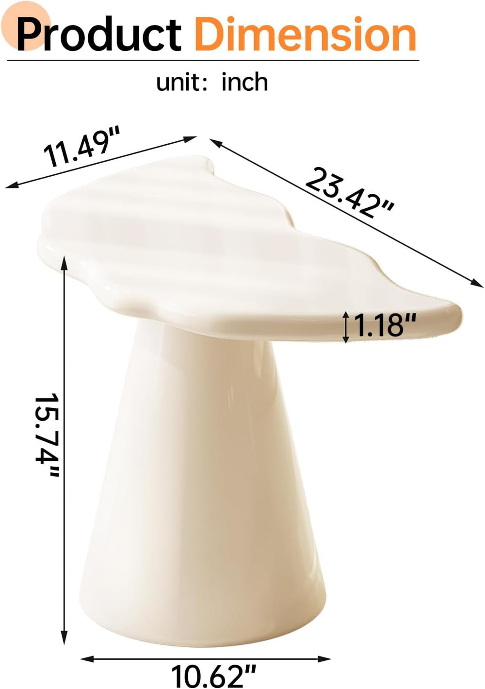 Cloud Shape End Table, Modern Accent Cocktail Table for Small Space Living Ro...