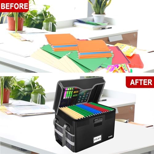 DocSafe Fireproof Document Box with Lock, File Storage Organizer with Mesh Po...