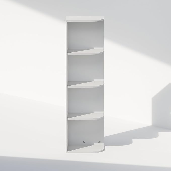 Furinno Reed Corner Shelf, 4-Tier Corner Bookshelf, Book Shelf, Corner Shelves