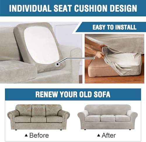 H.VERSAILTEX Rich Polyester Spandex Blend 2 Piece Cover Chair Slipcover Sofa ...