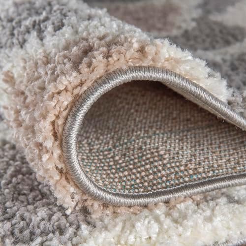 Rugshop Moroccan Trellis Shag Plush Soft Area Rug Gray 7'10" x 10'