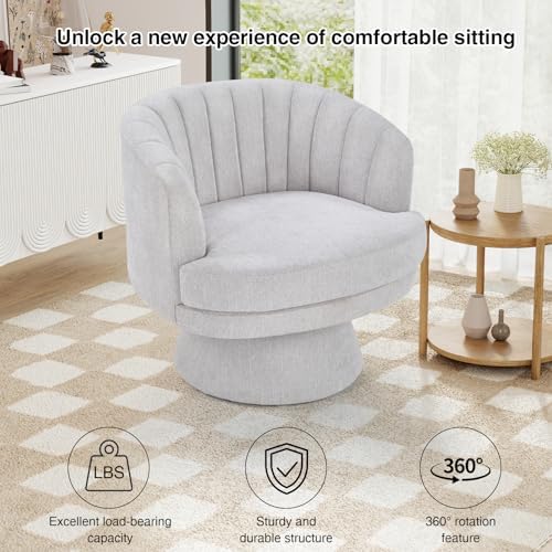 CANMOV Swivel Accent Chair with Armrest, Modern 360 Degree Swivel Barrel Chai...