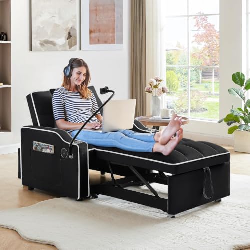 Sleeper Sofa Chair Bed, Convertible 3-in-1 Sofa Armchair, Adjustable Sleeper ...