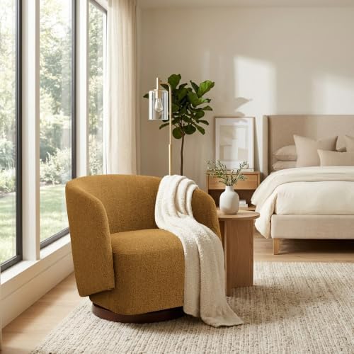 Zihanhome Boucle Swivel Accent Chair, No Assembly Armchair (1, Yellow)