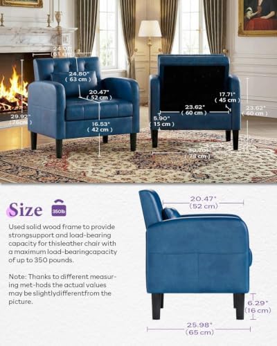 Leather Accent Chair w/Storage, Comfy Modern Living Room Chair, Armchair