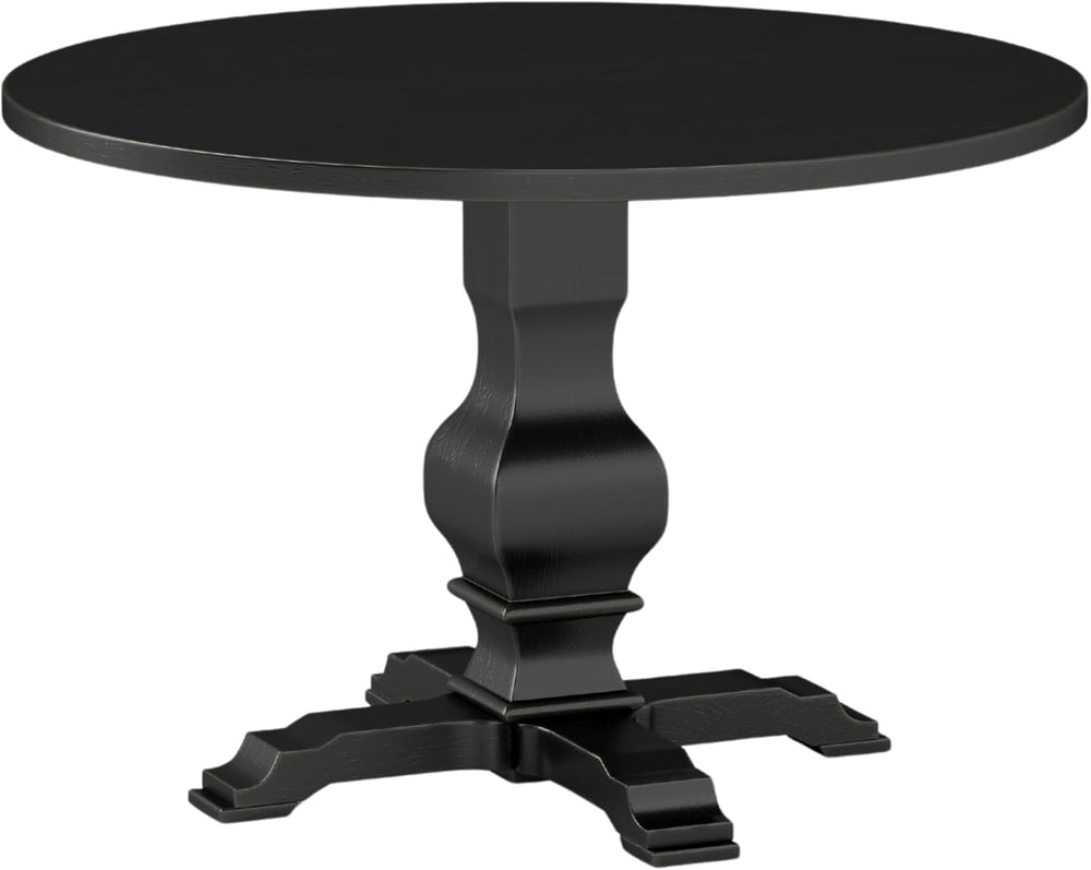 Roundhill Furniture Havre Pedestal Base Round Dining Table, Black