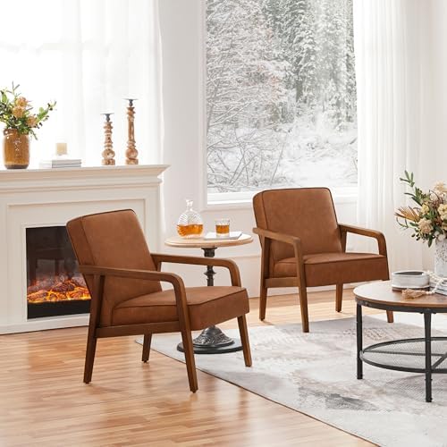 Yaheetech Accent Chair, Mid-Century Modern, Light Brown