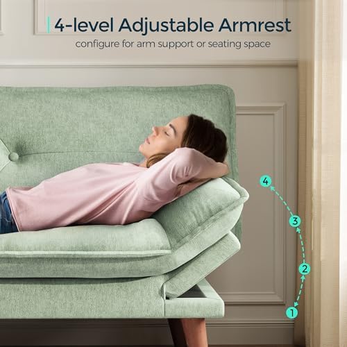 LINSY HOME Futon Sofa Bed, 70" Chenille Futon Couch with Adjustable Back...