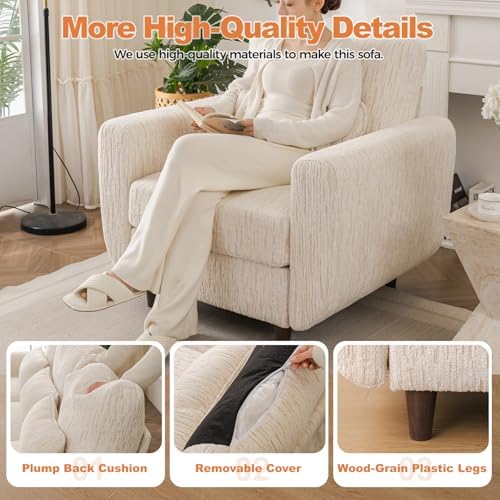 38'' Oversized Accent Chair with Under Seat Storage,Chenille,White