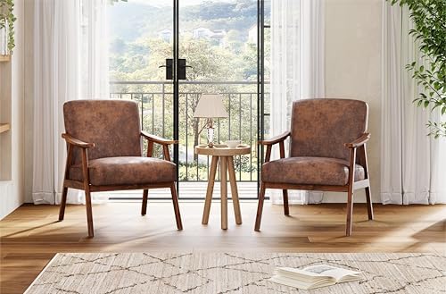 Mid Century Accent Chair, Boho Farmhouse Accent Chairs for Living Room, Retro...