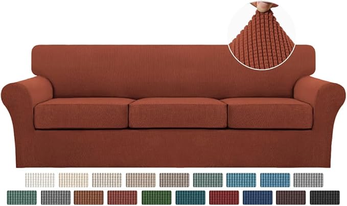 Turquoize 4 Piece Sofa Covers for 3 Cushion Couch Sofa Slipcover Soft Couch