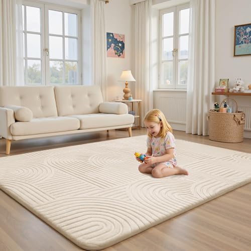 Sour Lemon Area Rugs 9x12 Living Room Bedroom, White Rug Large Carpet