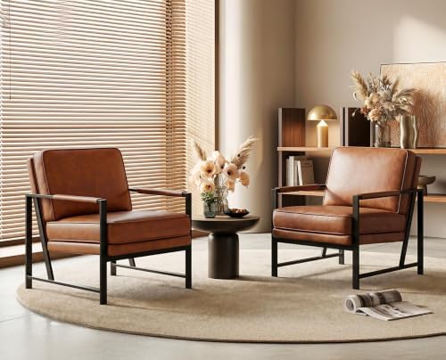Yaheetech Mid-Century Modern Accent Chairs Set of 2, Light Brown