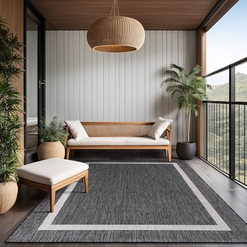 Luul Home Bordered Outdoor Rug 5x7 Washable Outside Carpet for Indoor Patio P...
