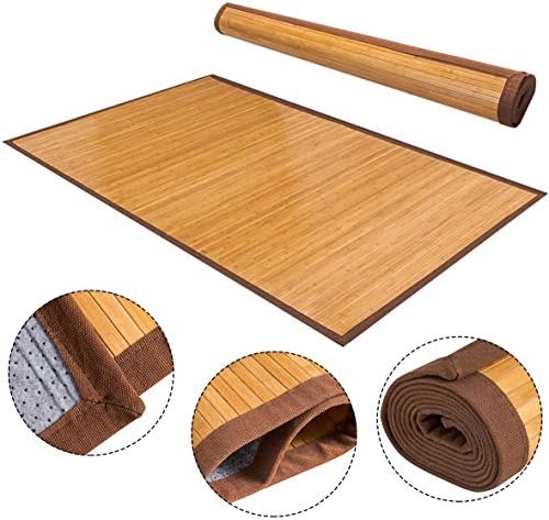 HAPPYGRILL Bamboo Area Rug, 5 x 8 Feet Floor Carpet, Floor Mat with Anti-Slip...