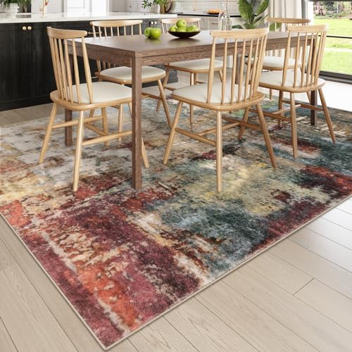 Lahome Modern Abstract Living Room Rug 8x10, Washable 8x10 Area Rugs for Bedr...