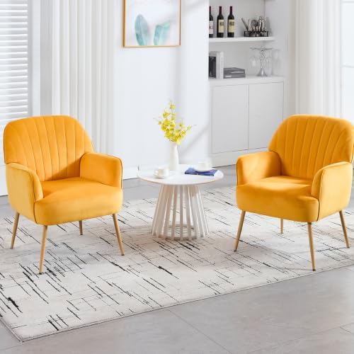 Velvet Accent Chair, Mid Century Modern Accent Chairs for Living Room, Comfy ...