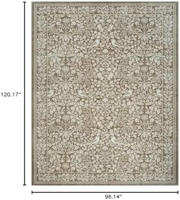 LIVEBOX 8x10 Neutral Area Rugs for Living Room, Vintage Floral Non-Slip Washa...