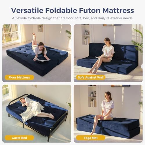 MAXYOYO Foldable Mattress, 8-Inch Tufted Futon Mattress with Handles