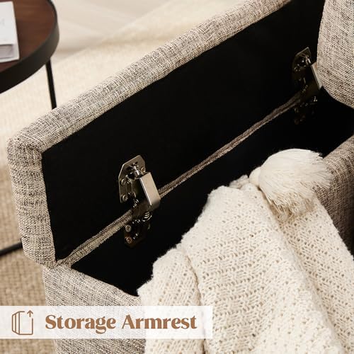 Accent Chairs with Armrest Storage, Modern Reading Chairs, Upholstered Comfy ...