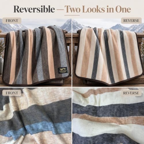 Alpaca & Sheep Wool Blanket, Full/Queen, Heavyweight Warmth, Earth Tones