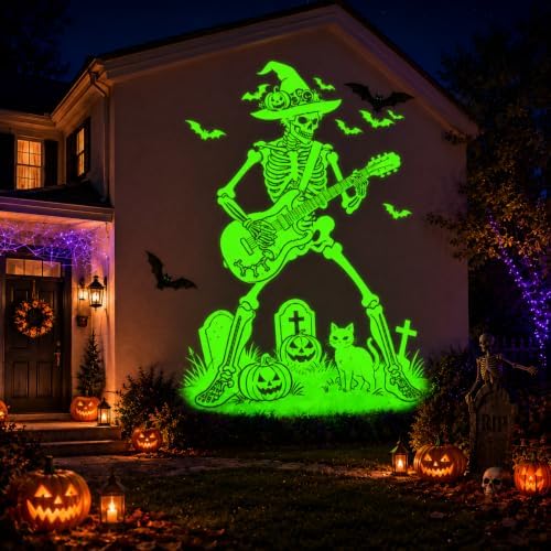 12 in 1 Halloween Projector Lights Outdoor, 3D Dynamic Ghost/Skeleton/Bat/Sca...