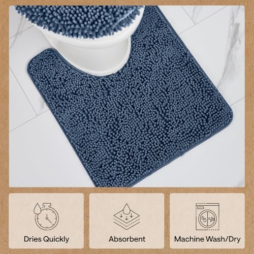GORILLA GRIP Bathroom Area Rug Sets 2 Piece, Soft Chenille, 30x20 Navy