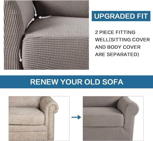 H.VERSAILTEX Stretch Large Armchair Cover 2 Piece Arm Chair Covers for Living...