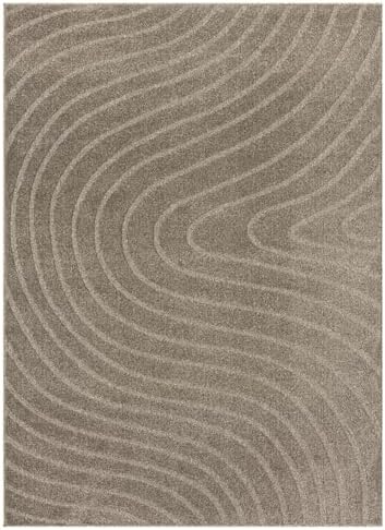 LUXE WEAVERS Modern Geometric Wave Taupe 8x10 Area Rug