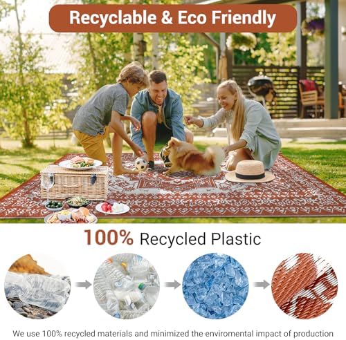 GarveeHome Outdoor Rugs 8x10 Waterproof Reversible Outdoor Plastic Straw Rug ...