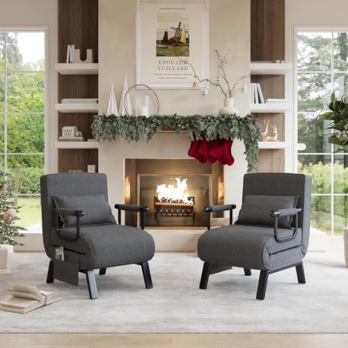 TYBOATLE Sleep Chair, Folding Sleeper Chairs for Adults (Dark Grey)