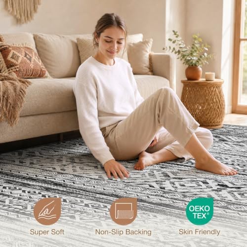 cotiled Boho 12x15 Area Rug for Living Room: Large Moroccan Washable Rug