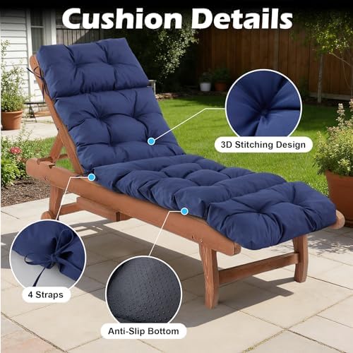 Chaise Lounge Cushions Outdoor, Waterproof & Fade Resistant Patio Lounge ...