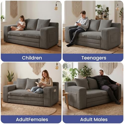 69" 3 Seater Convertible Folding Sofa Bed, Boneless Couch with Pull-Out ...