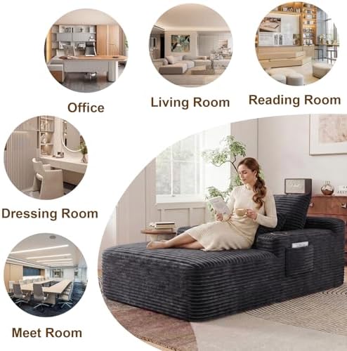 65" Oversized Chaise Lounge Chair Indoor, Boneless Chaise Lounge Chair w...