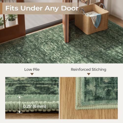 Green Area Rug 8x10 for Living Room Bedroom, Washable Non-Slip Rug