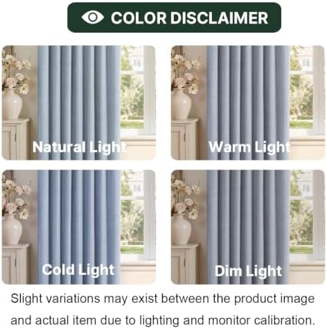 H.VERSAILTEX Slate Blue 100% Blackout Pinch Pleated Curtains 108 Inch Long