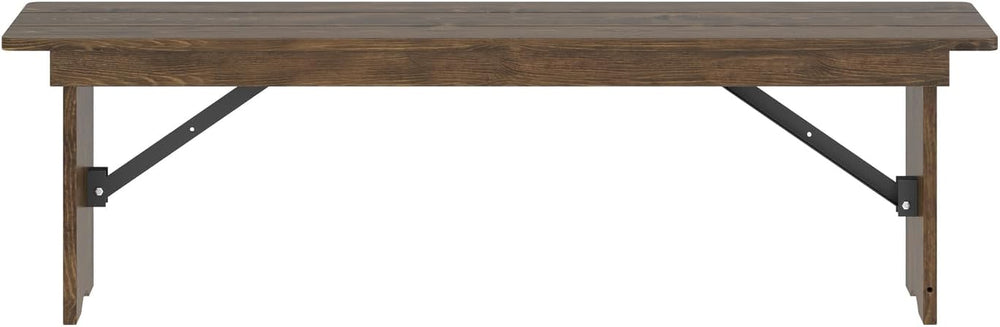 Flash Furniture Hercules 60x12 in Commercial Folding Bench, Rustic | Foldable...