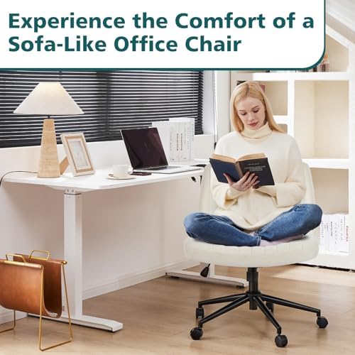 OLIXIS Criss Cross Chair with Wheels, Vanity Chair, Home Office Desk